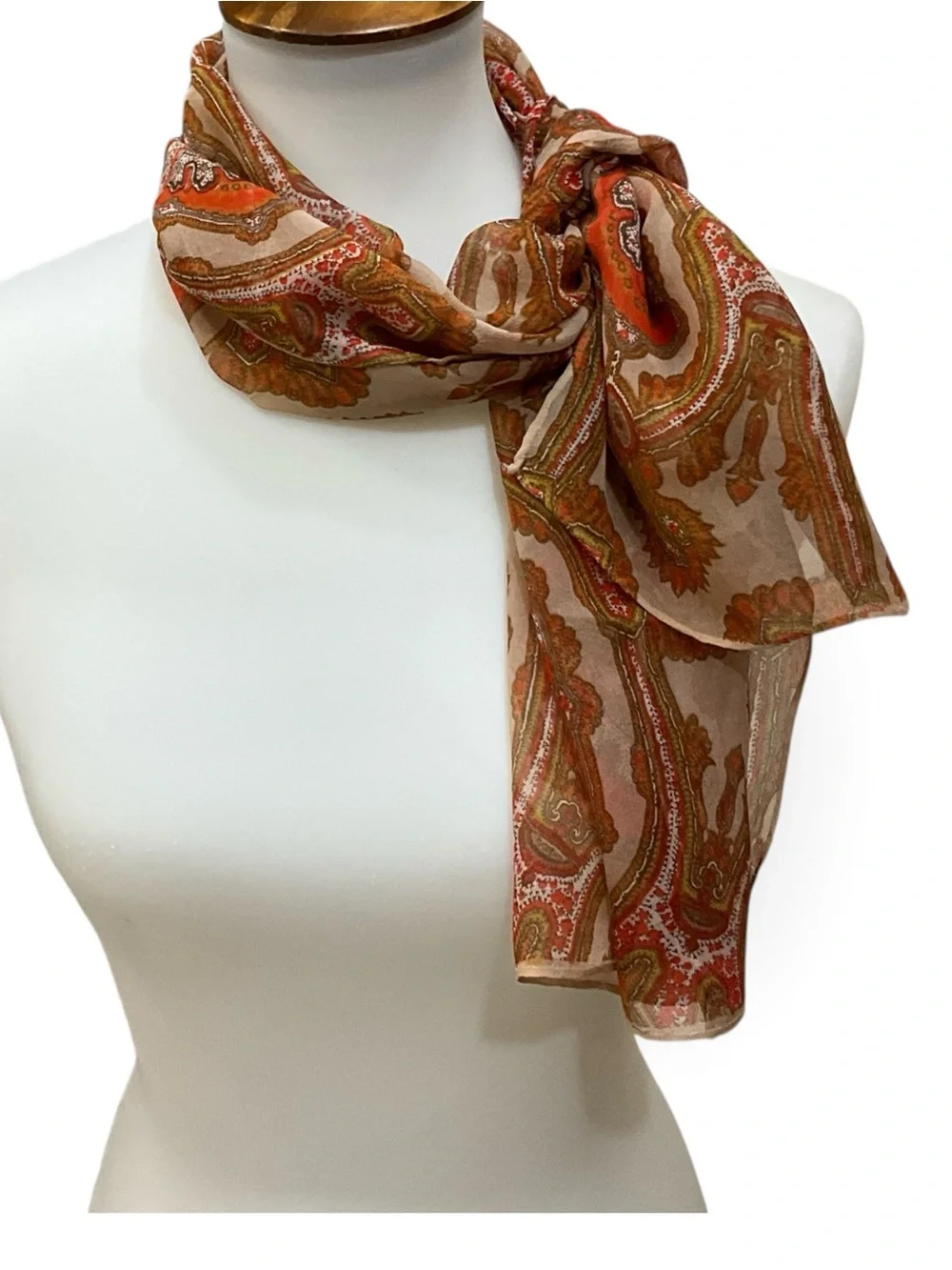 Vintage Glentex 100% Silk Scarf Japan Hand Rolled Floral Medallion 16 x 42